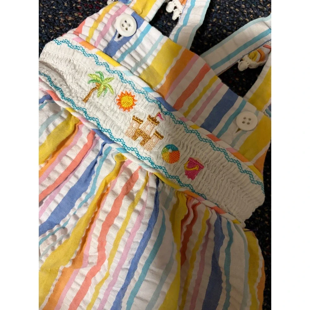 Iris & Ivy Baby Girls Multi Color Stripe Beach Smocked Sun Dress 12M S1-12412-PS